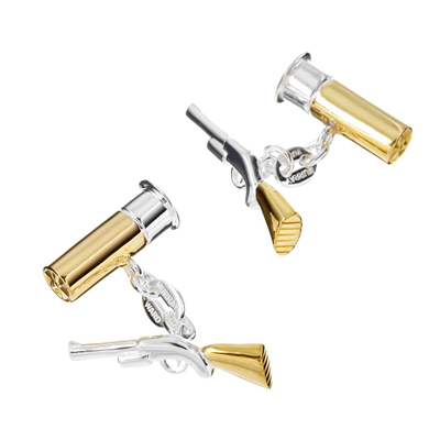 Murray-Ward Shotgun & Gun Cartridge Cufflinks in Gunmetal & Gilt